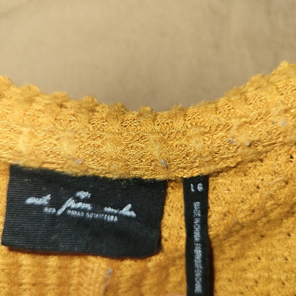 Out from Under Mustard Button Down Tie Front Thermal Long Sleeve Top - Picture 4 of 5